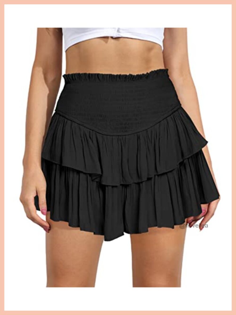 Ruffle Mini Skirt with Shorts Viscose High Waist Flowy Tennis Skort